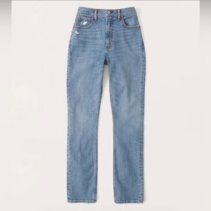 Abercrombie Curve Love Ultra High Rise Slim Straight Jeans 
Medium Wash Size: 24